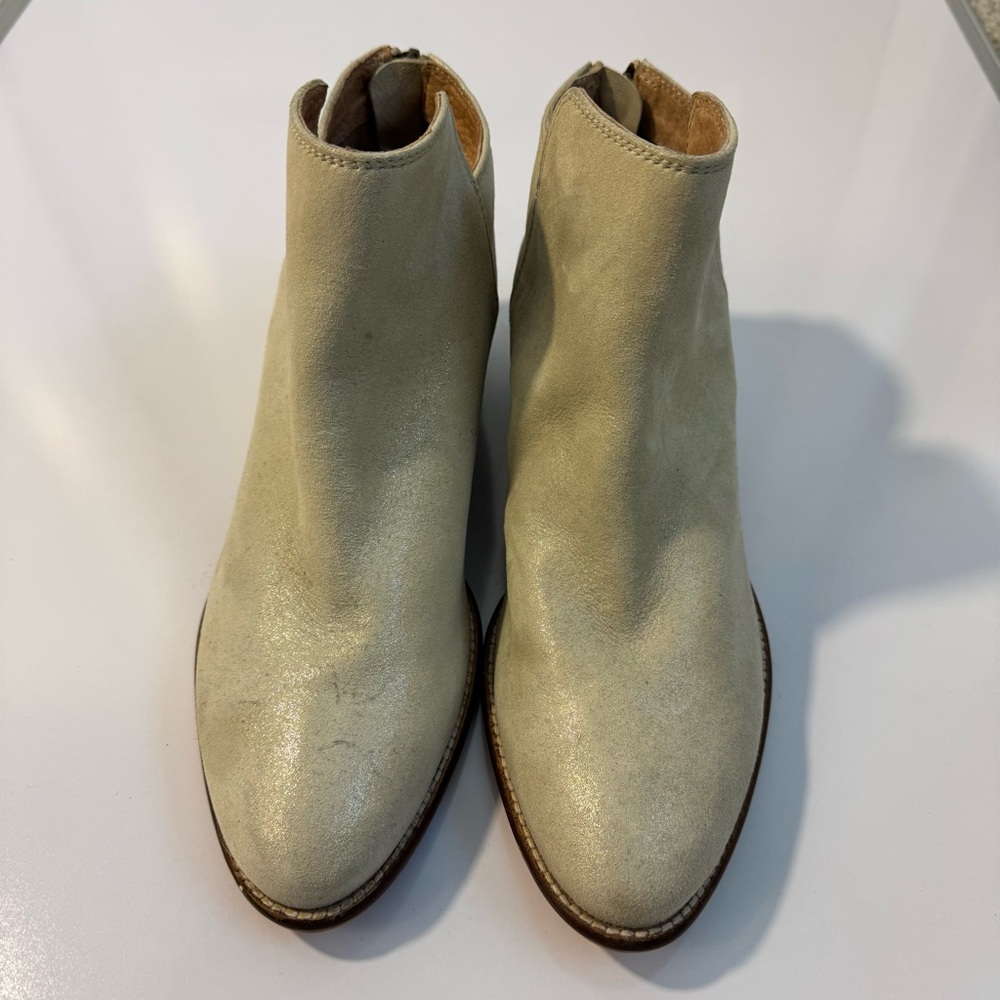 Shimmer Cream Ankle Boots